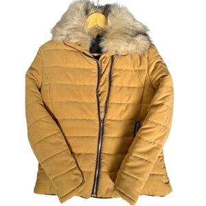 NEW Soft Cozy Women’s Plush Jacket | Camel / Mustard Color w/ Faux Fur Detail